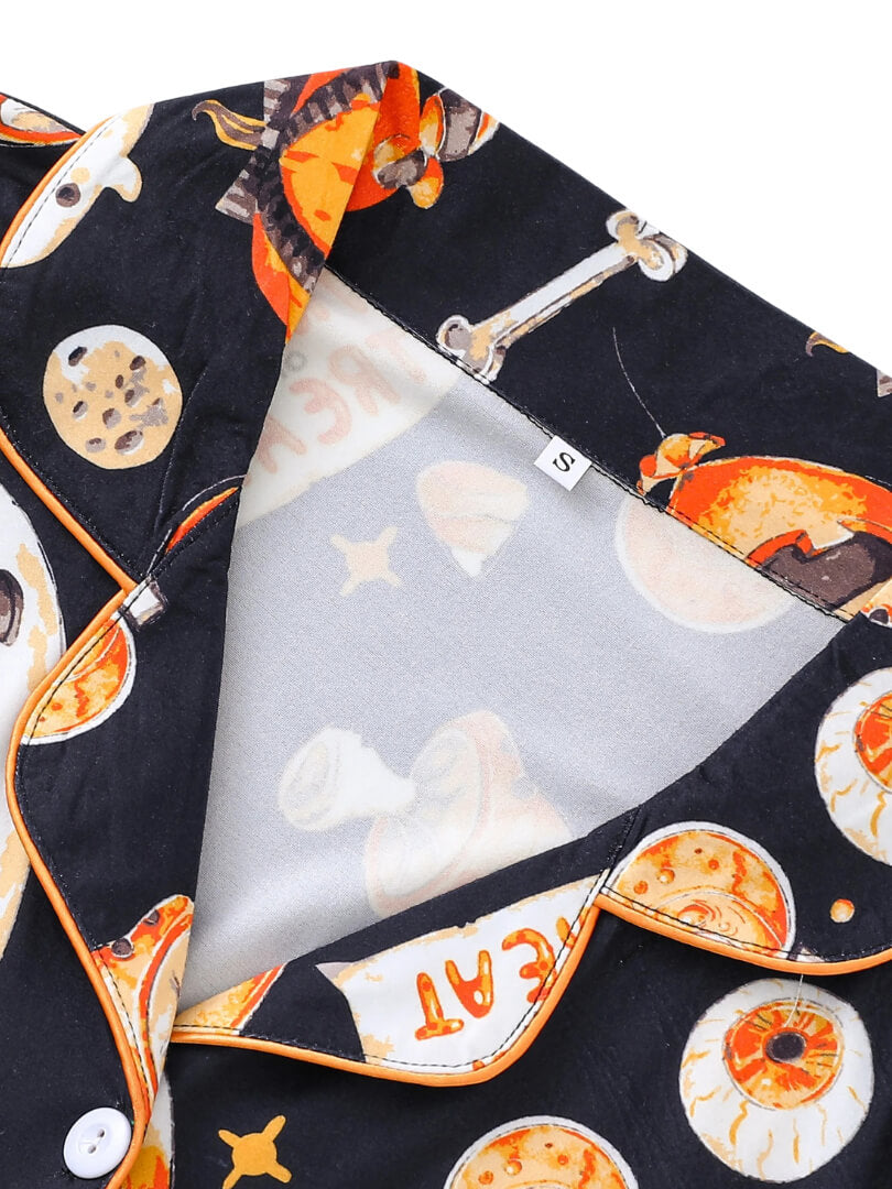 Conjunto de pijama con estampado de calabaza y fantasma de Halloween