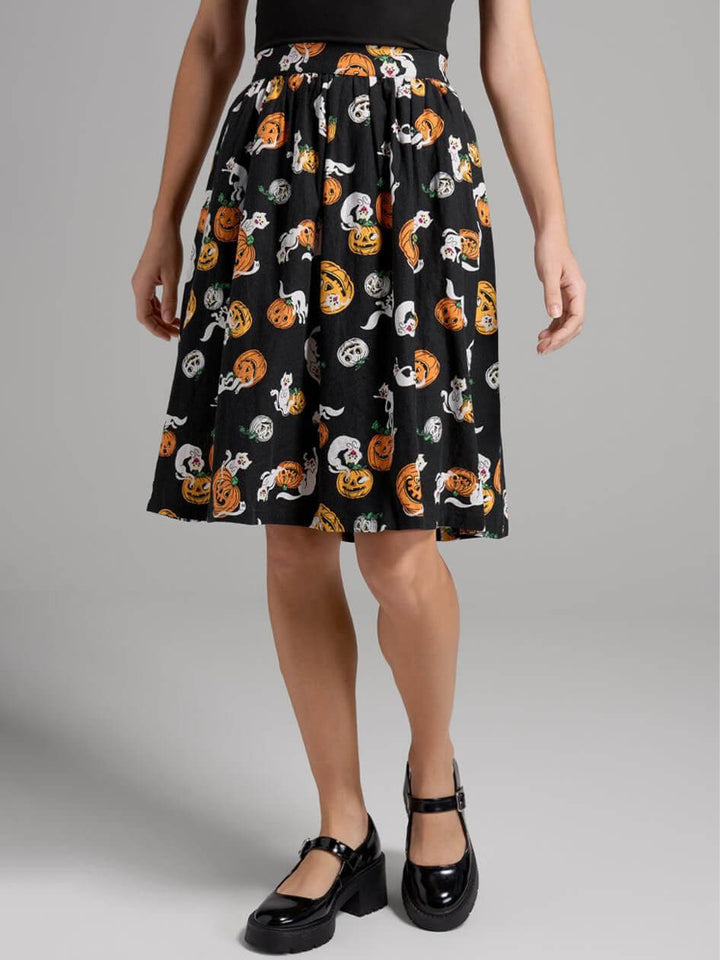 Fun Halloween Pumpkin Ghost Skirt