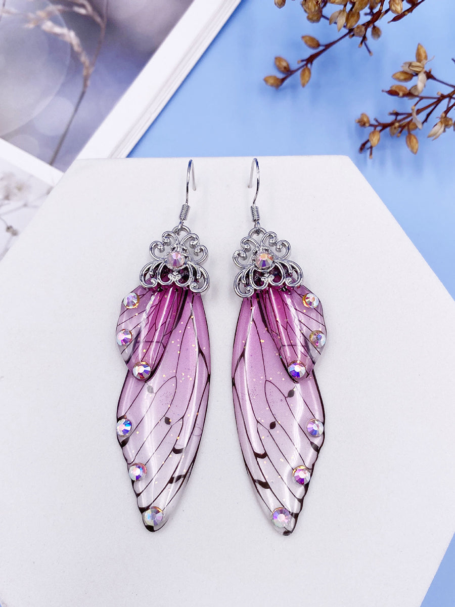 Butterfly Wing Ροζ Στρας Cicada Wing Crystal Σκουλαρίκια με κρύσταλλο