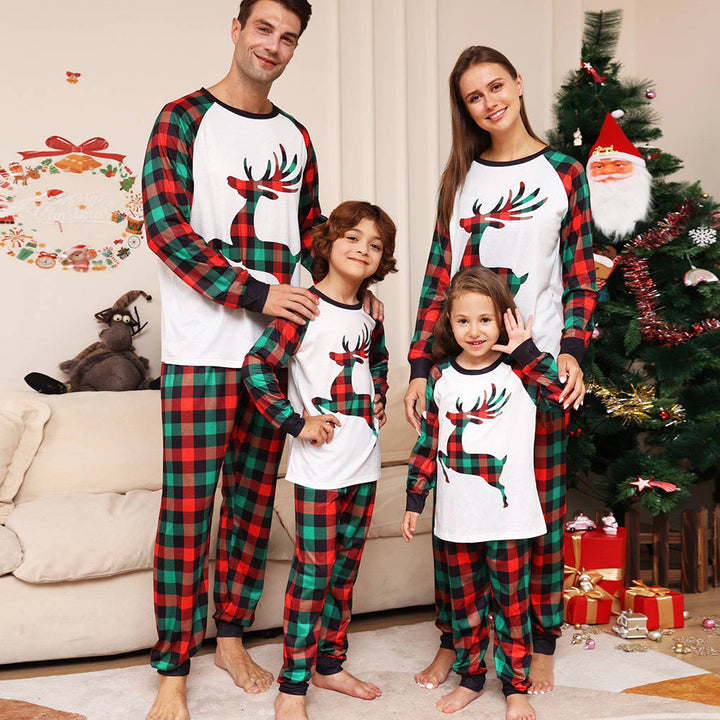 Weihnachten Familie zusammenpassende Pyjamas Set Grün Gitter Schlafanzüge