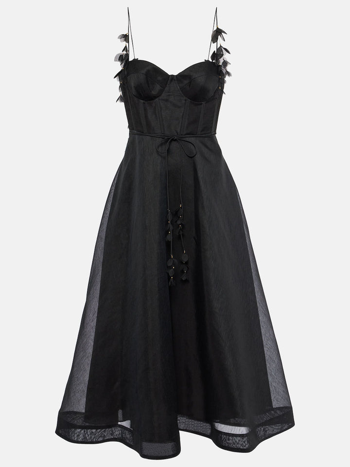 Robe midi élégante et sophistiquée à pétales