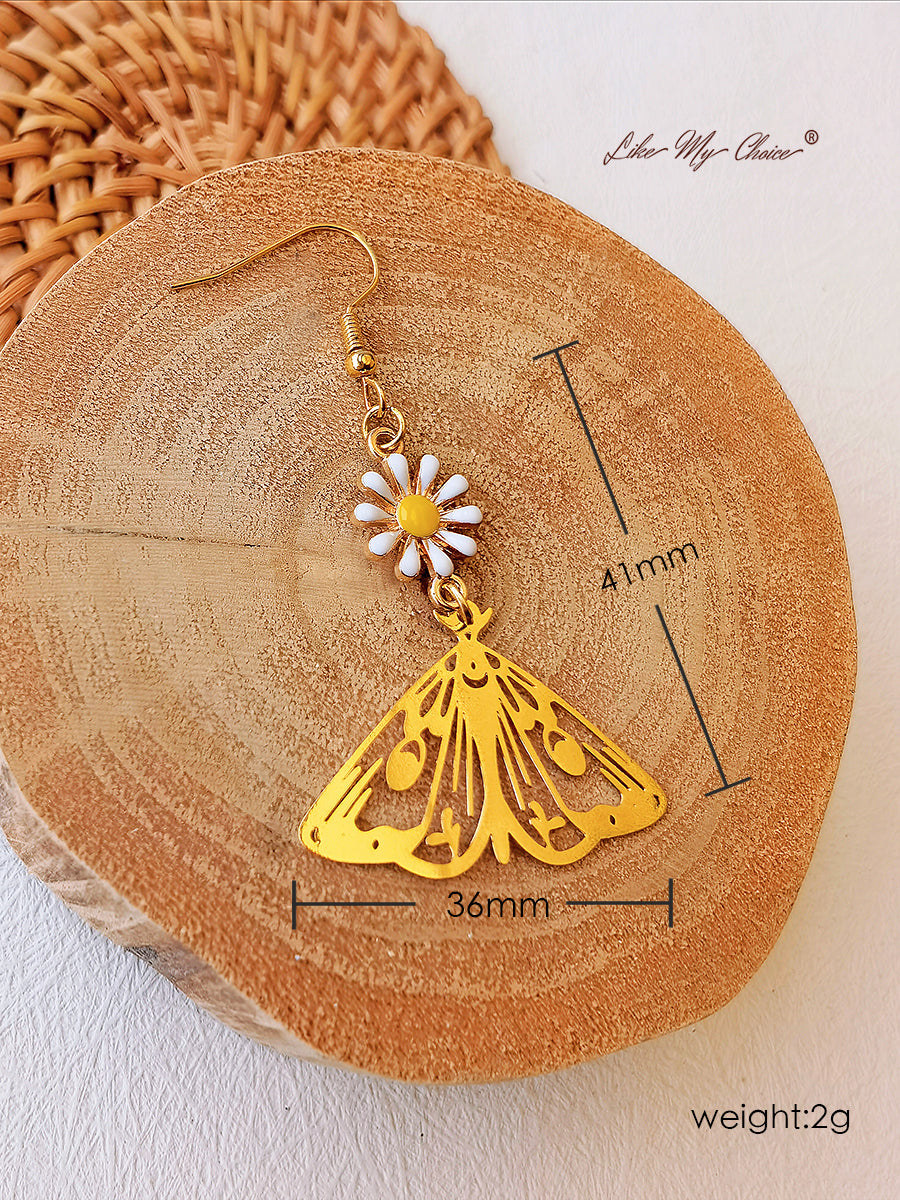 Daisy Gold Hollow Butterfly Drop Earrings