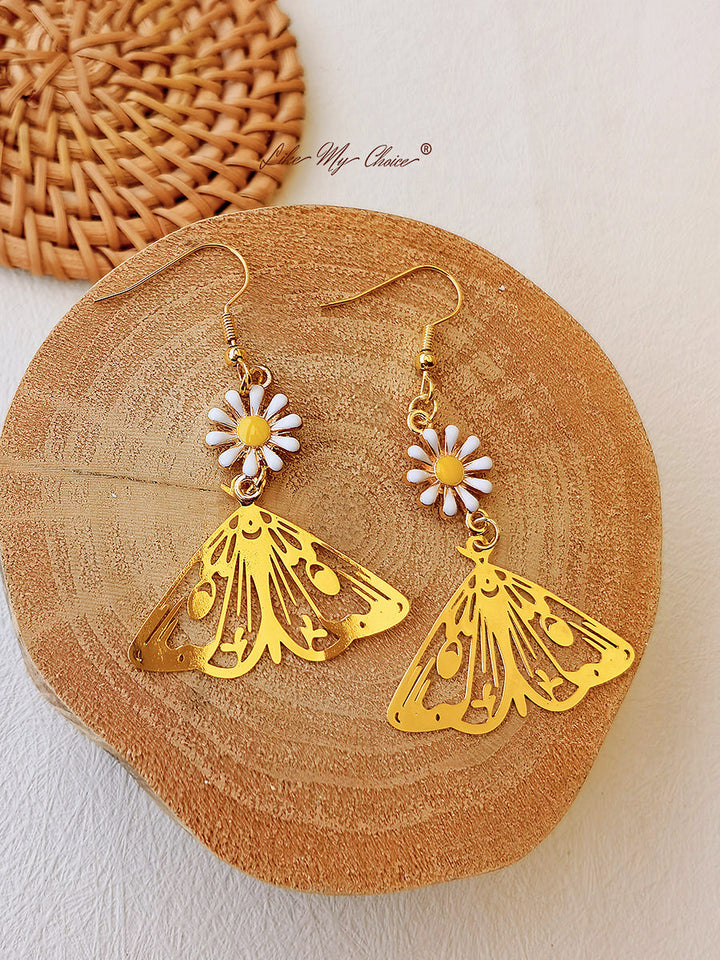 Kolczyki Daisy Gold Hollow Butterfly Drop Earrings