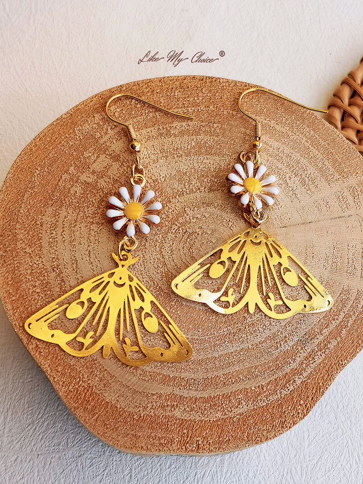 Kolczyki Daisy Gold Hollow Butterfly Drop Earrings