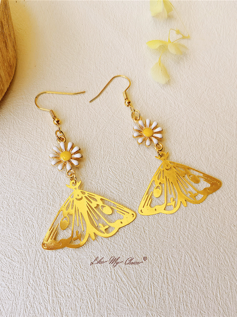 Daisy Gold Hollow Butterfly Drop korvakorut