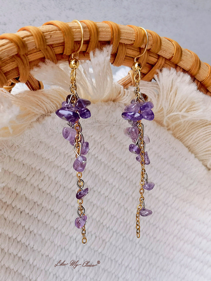 Anting Juntai Kecubung Wisteria Batu Kelahiran Februari