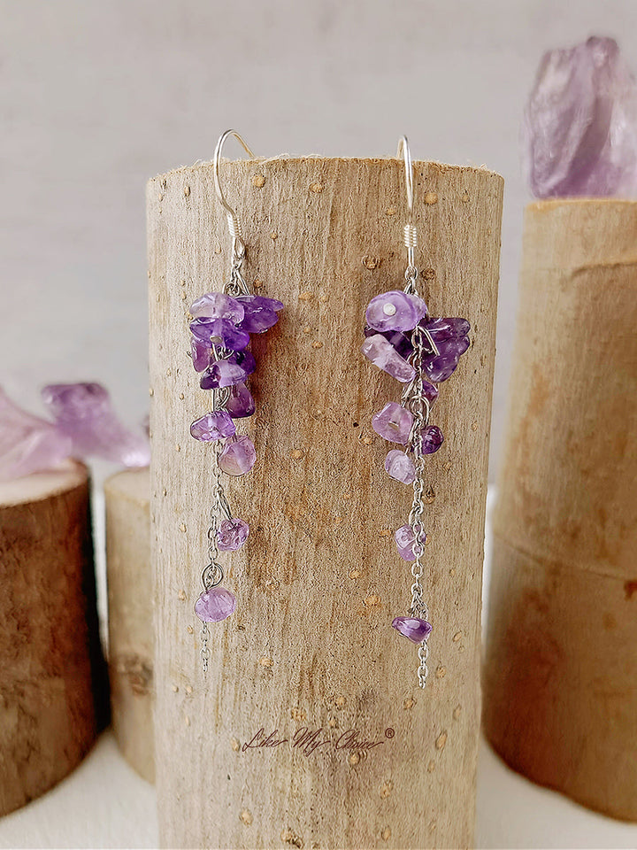 Anting Juntai Kecubung Wisteria Batu Kelahiran Februari