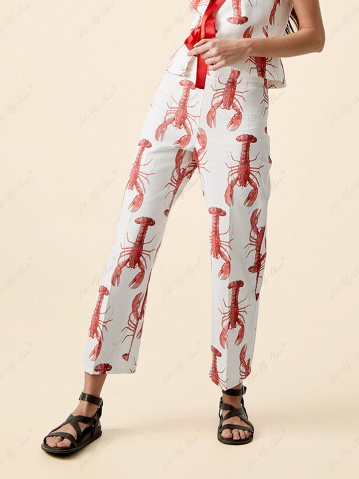 Rechte broek met kreeftenprint