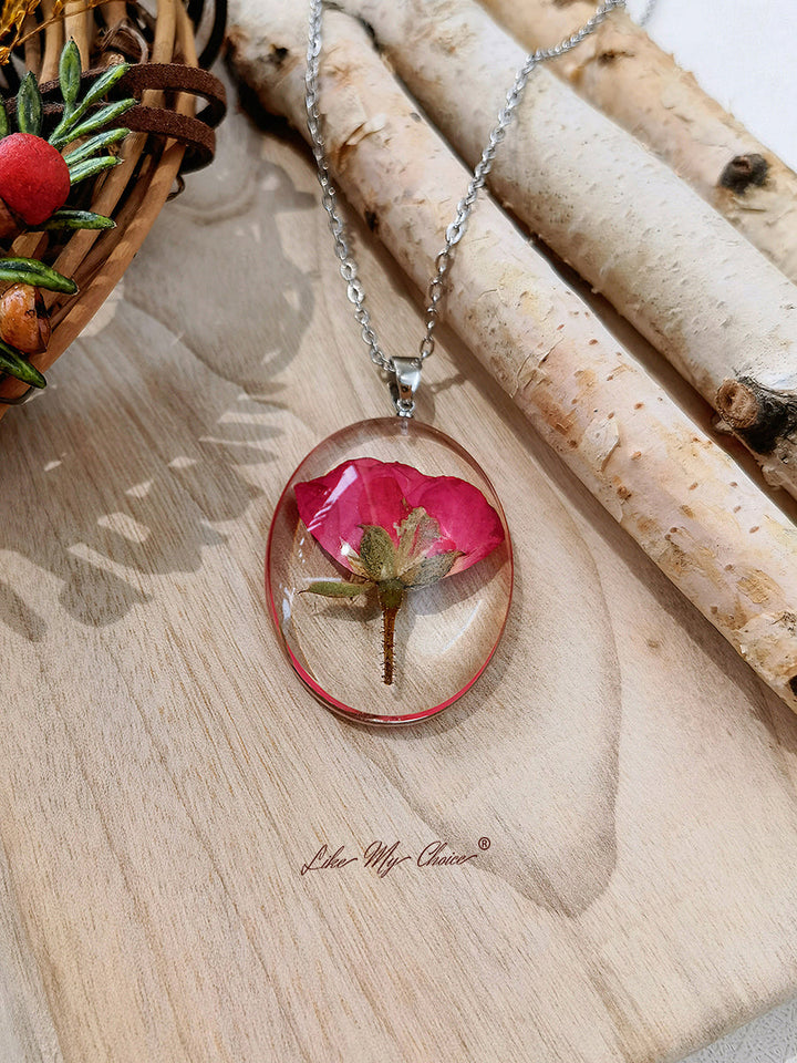 Collana di fiori pressati - Resina rosa