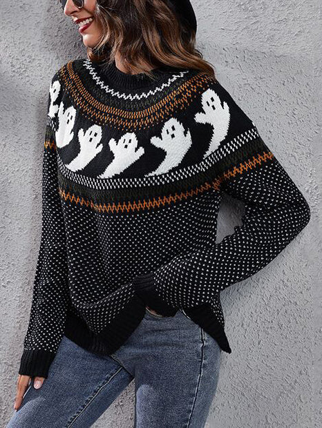 Sweter z długim rękawem Halloween Ghost Retro Polka Dot