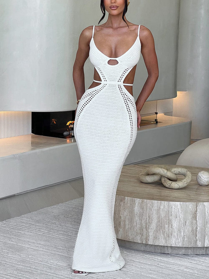 Σέξι Backless Wrap στήθος Midi φόρεμα