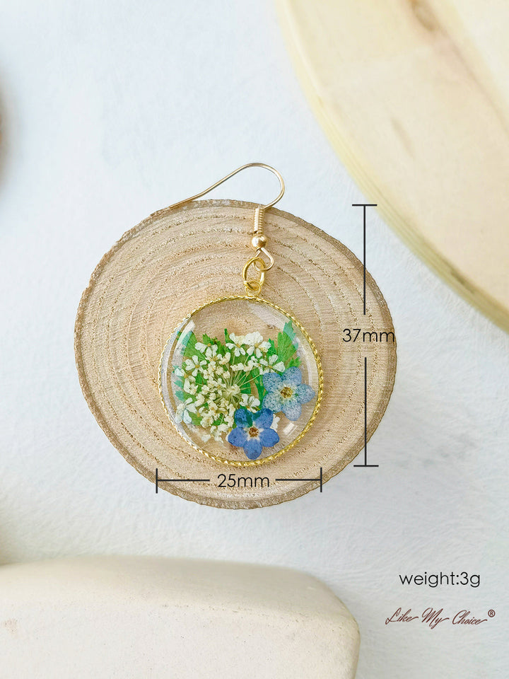 Forget Me Not Earrings Natural Jewelry Dried Flower