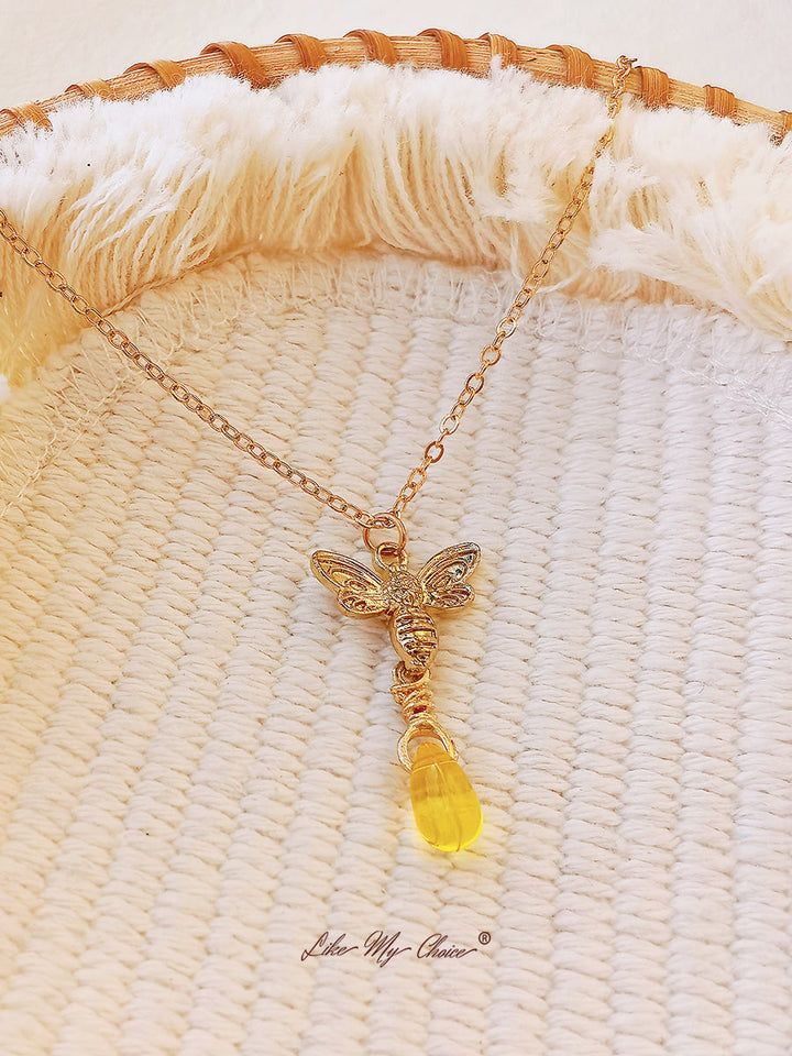 Collier de gouttes d'ambre Retro Bee