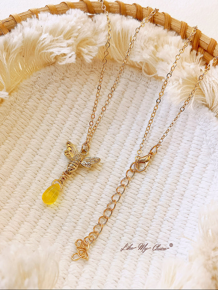 Collier de gouttes d'ambre Retro Bee