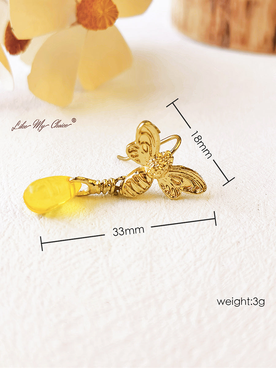 Pendientes Retro Abeja de Oro