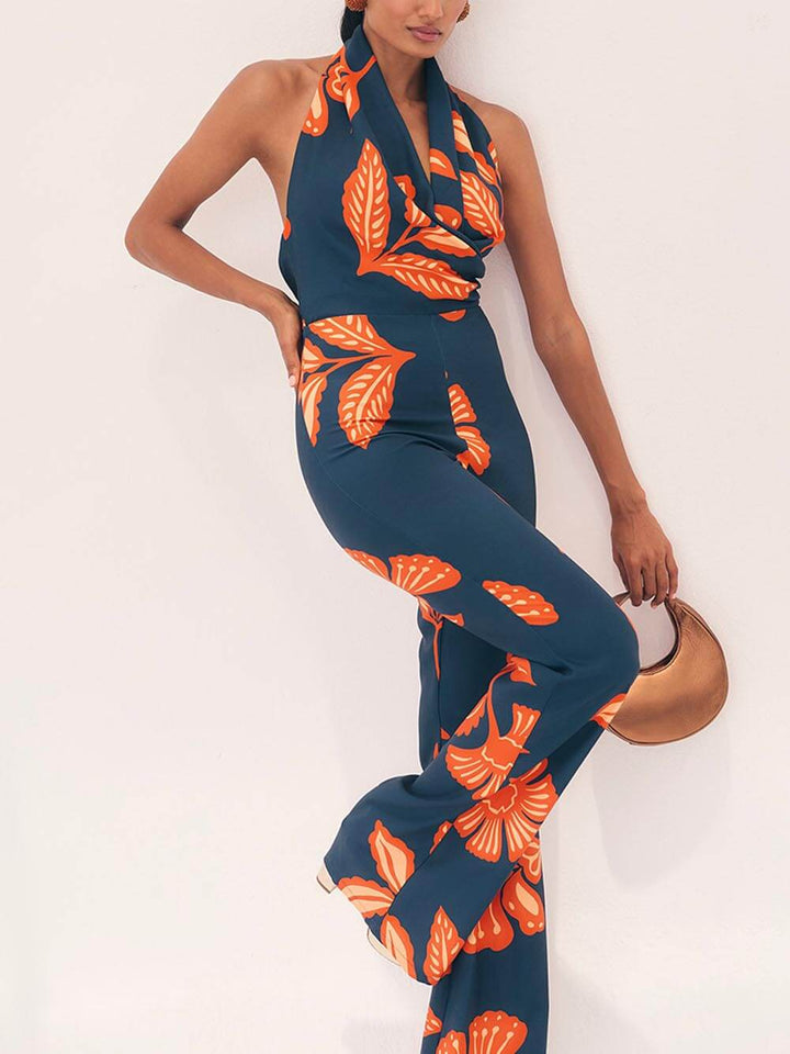 Unieke rugloze jumpsuit met bloemenprint