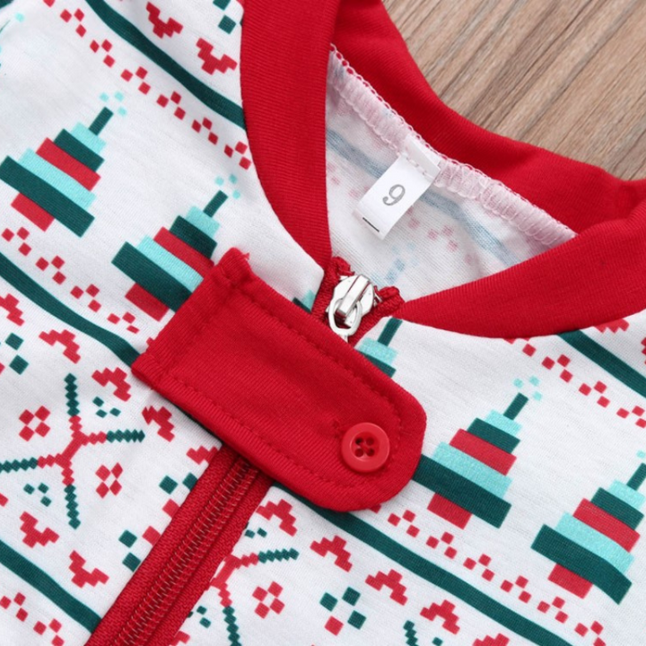 Traje de Navidad con cuello redondo estampado para padres e hijos