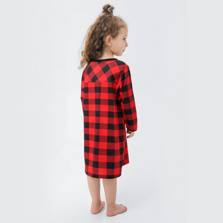 Crăciun Plaid Stand-up Collar Familie Pijama Set