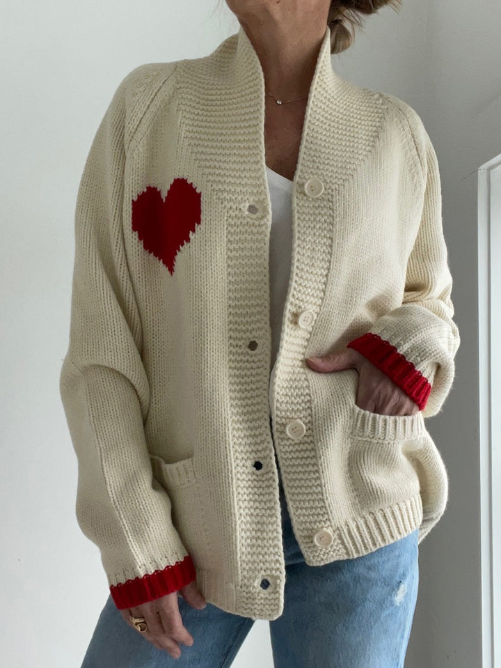 Fun heart pattern cardigan sweater jacket