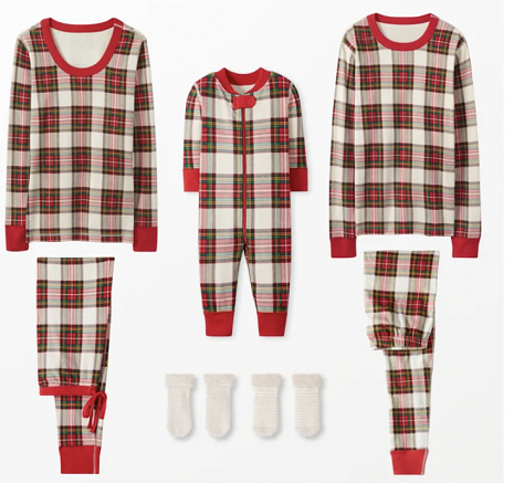 Gemengde kleuren geruite bijpassende Fmalily pyjama set (met hondenkleertjes voor huisdieren)