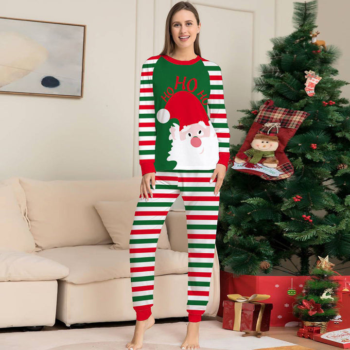 Pijama familiar navideño a juego Pijama de rayas verdes y rojas