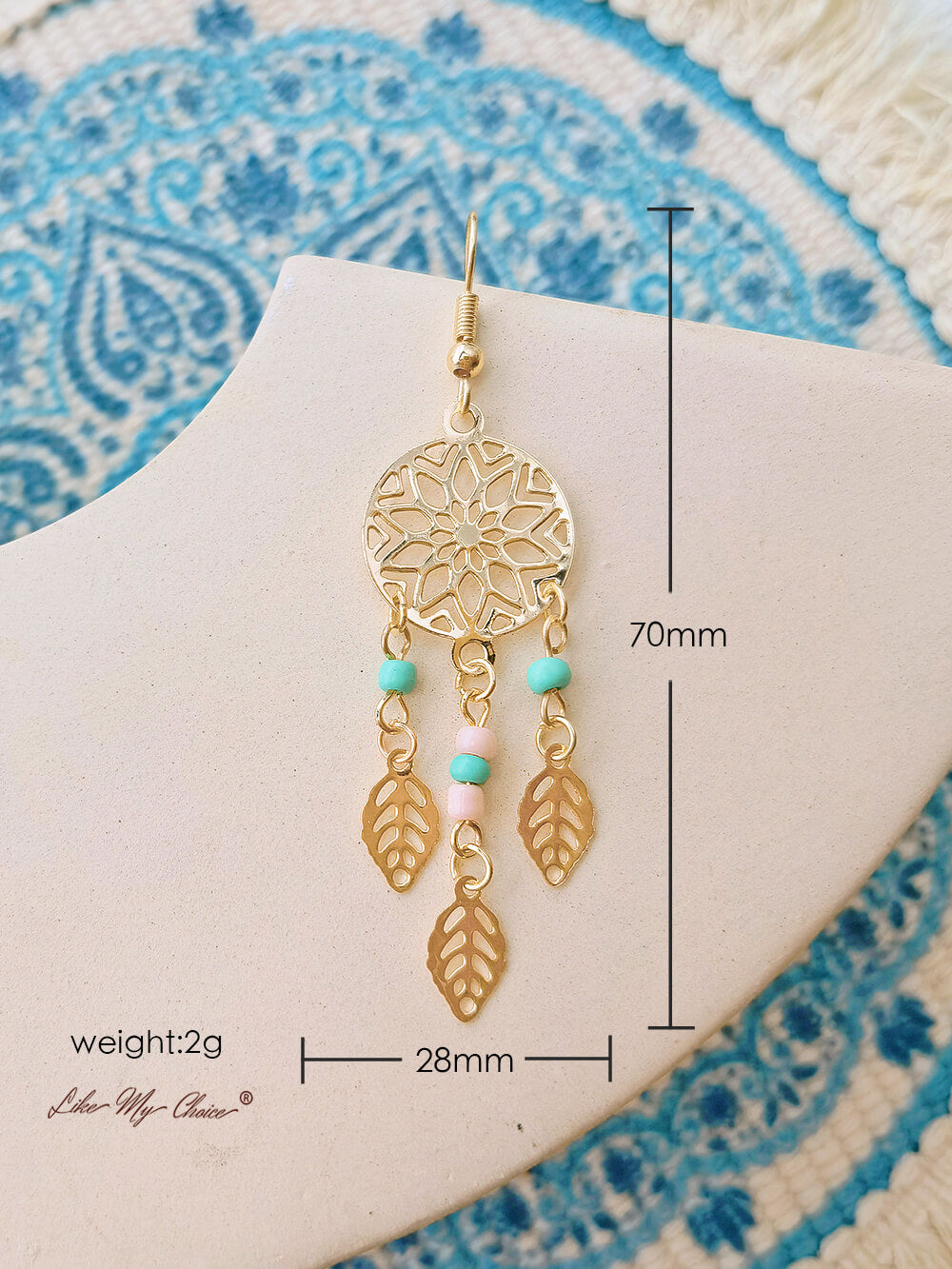 Boucle d'oreille tribale indienne pendante Boho Vintage