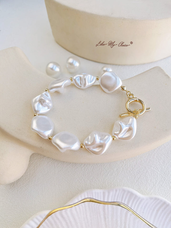 Lrregular Pearl T-spuckle armbånd