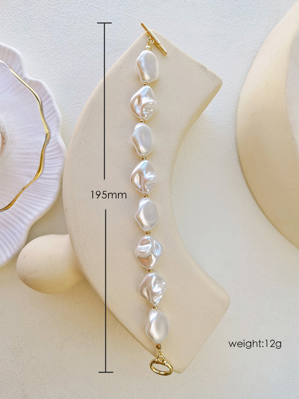 Lrregular Pearl T-Buckle armband med pärlor