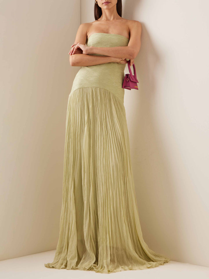 Elegante Wrap-Breasted Geplooide Maxi Dress