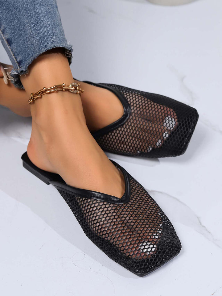 Modische und einfache flache Sohlen hohle atmungsaktive Mesh-Schuhe