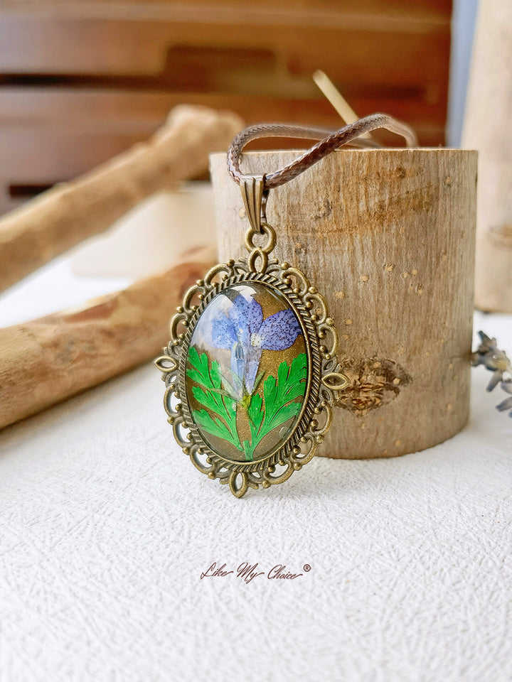 Zesvoudige Droge Bloem Ronde Vintage Ketting