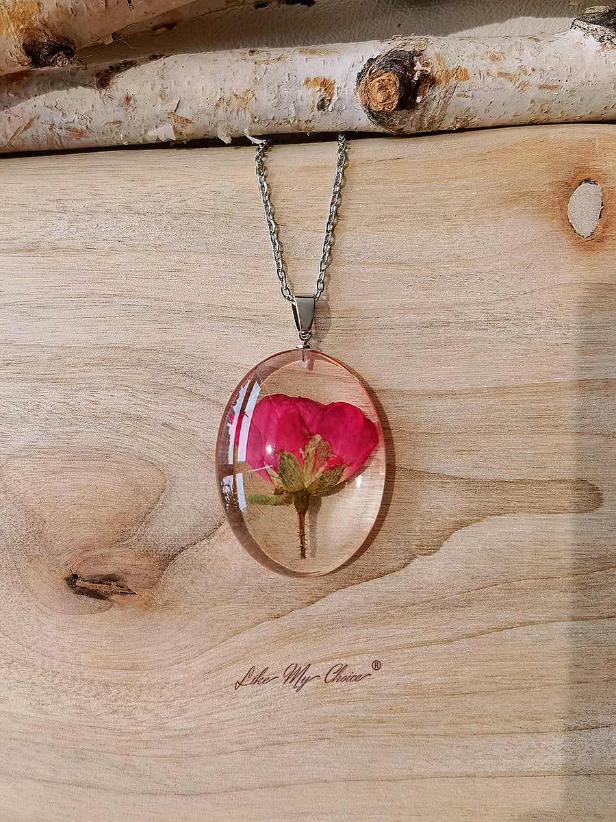 Collana di fiori pressati - Resina rosa