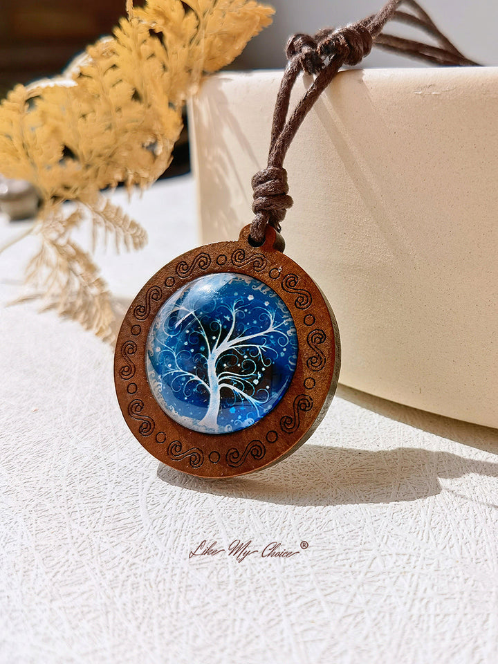 LikeMyChoice? Tree of Life Kunstglas Tegel Hanger Ketting