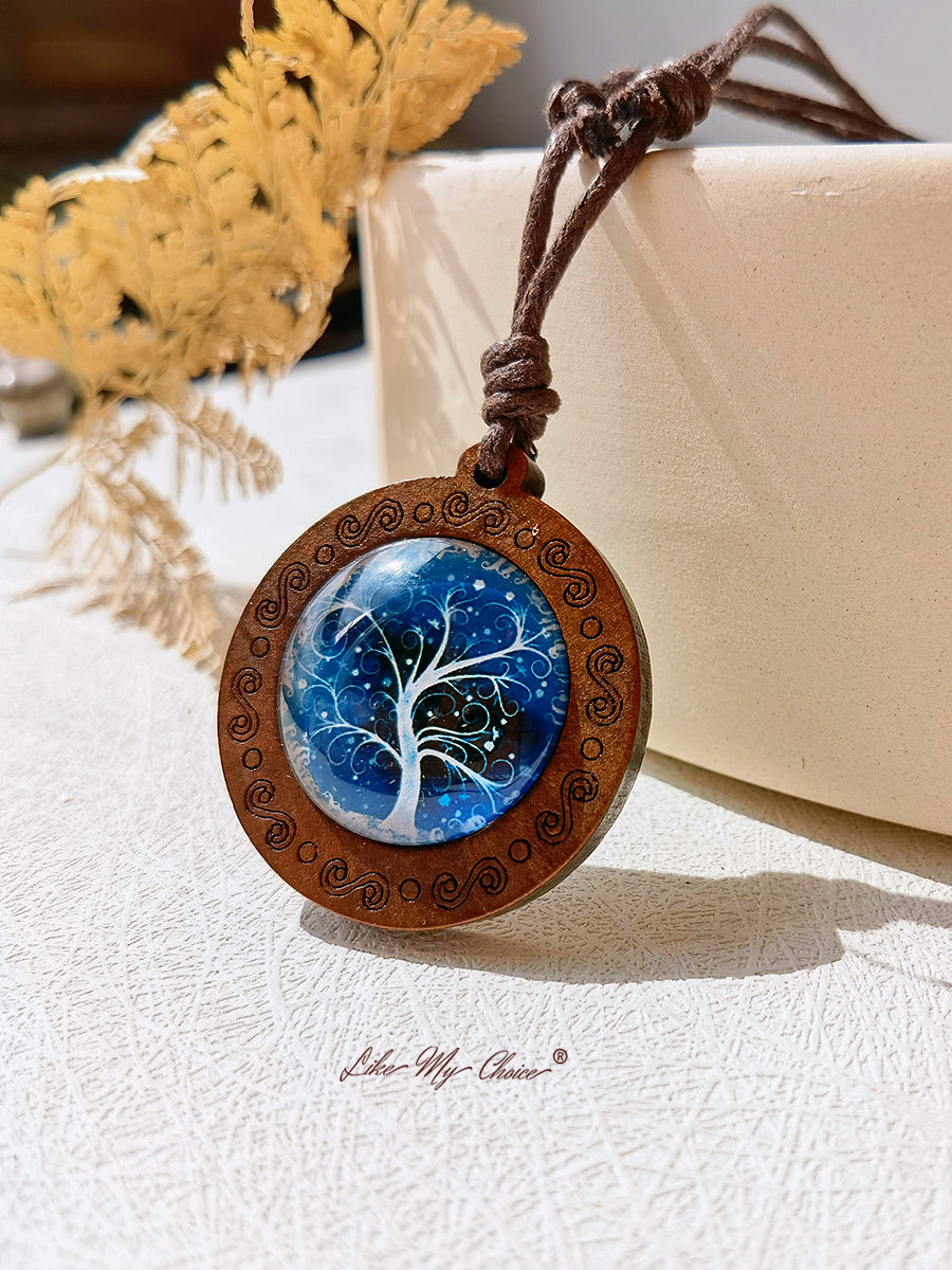 LikeMyChoice? Tree of Life Kunstglas Tegel Hanger Ketting