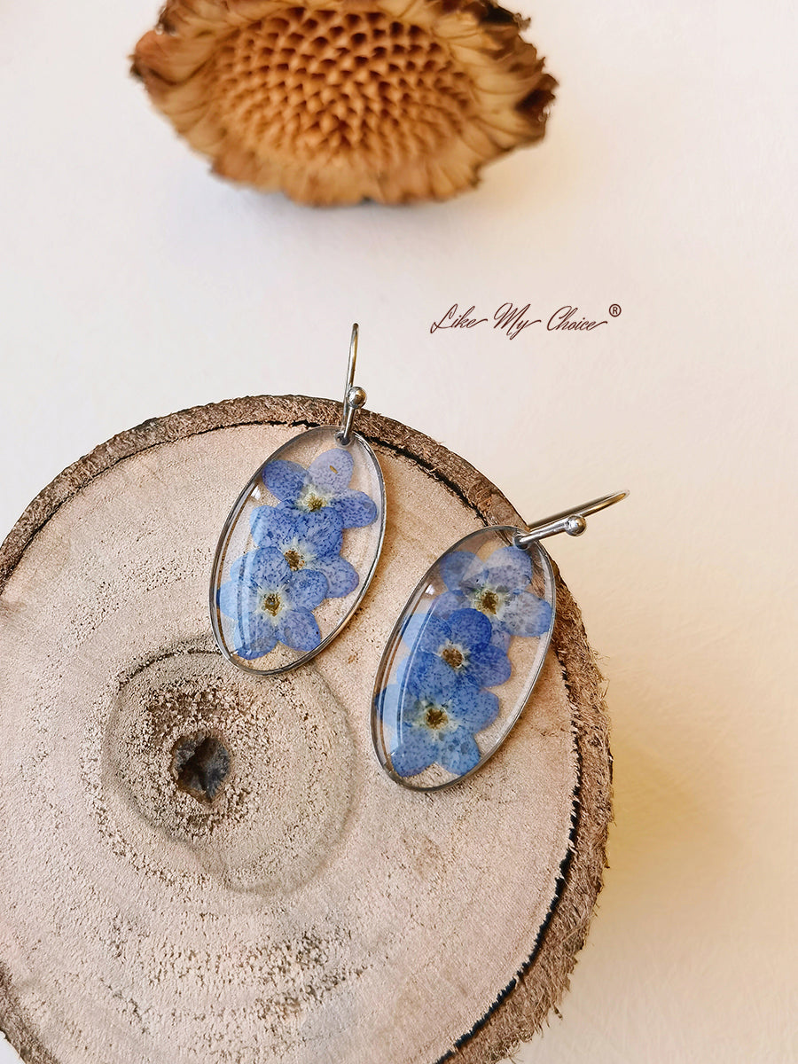 Kolczyk do uszu Forget me Nots FlowerEarrings Teardrop Dangle Earring