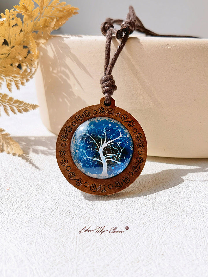 LikeMyChoice? Tree of Life Kunstglas Tegel Hanger Ketting