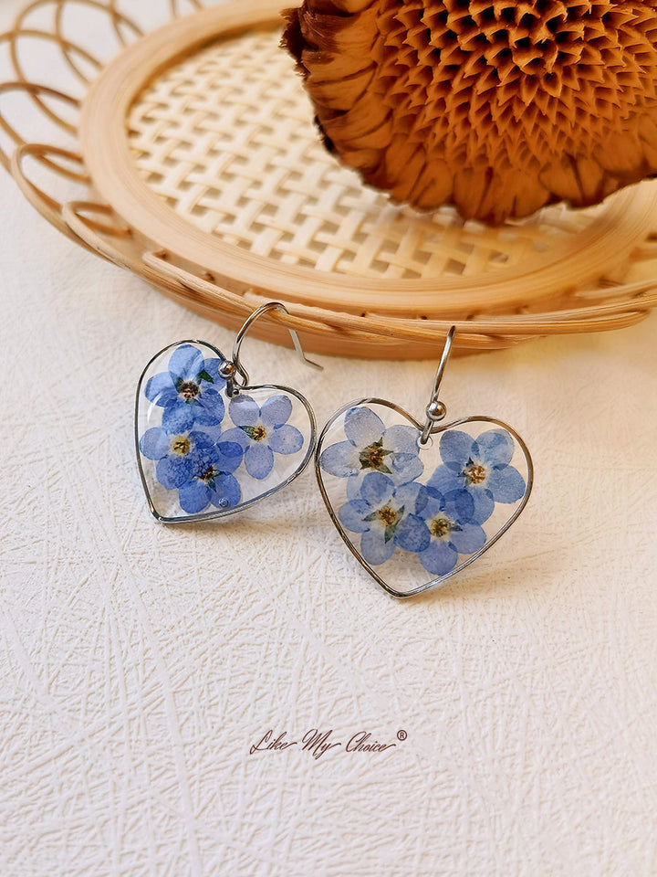 Kolczyk do uszu Forget me Nots FlowerEarrings Teardrop Dangle Earring