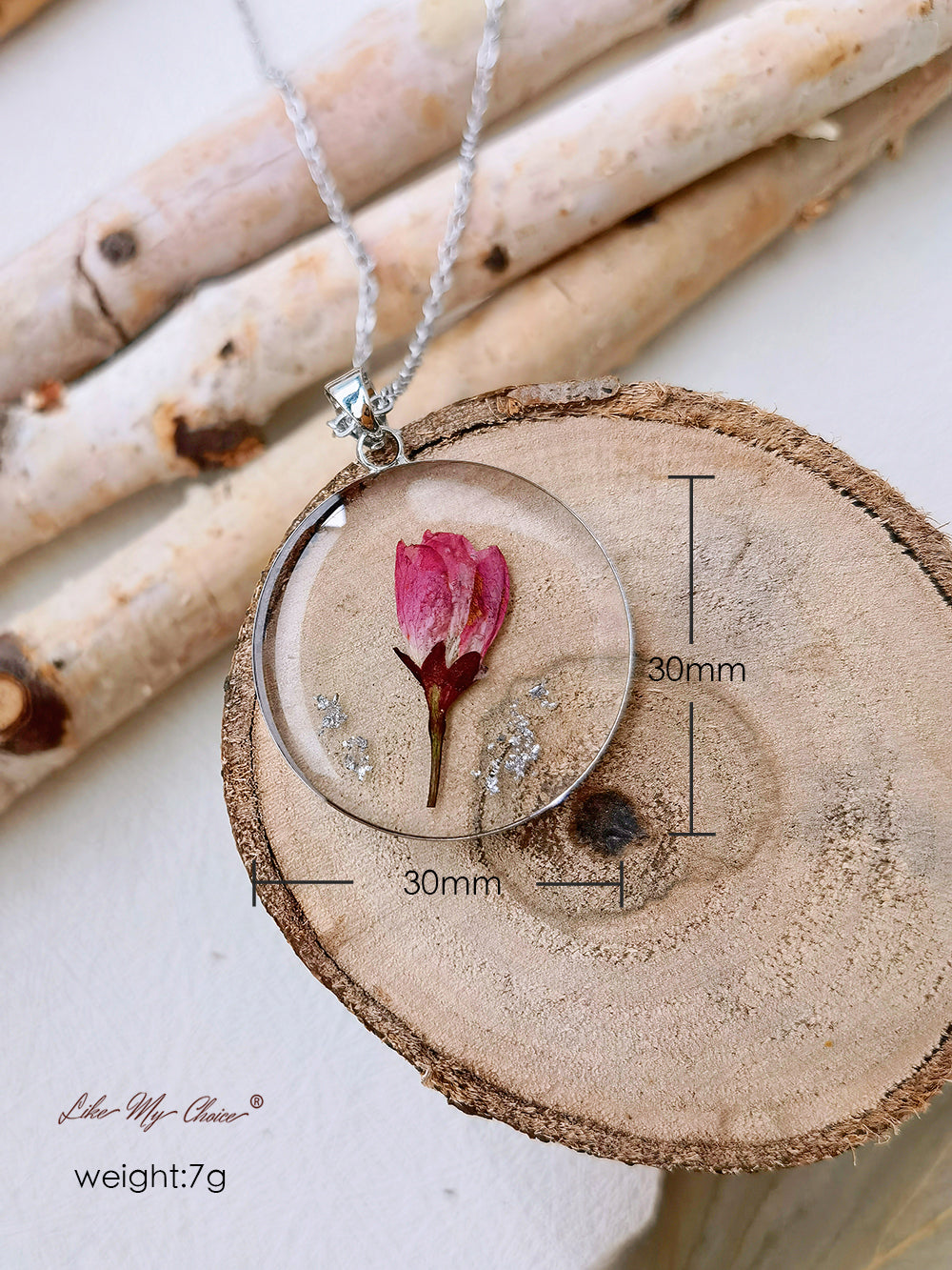 Resin Flower Necklace: August Rose