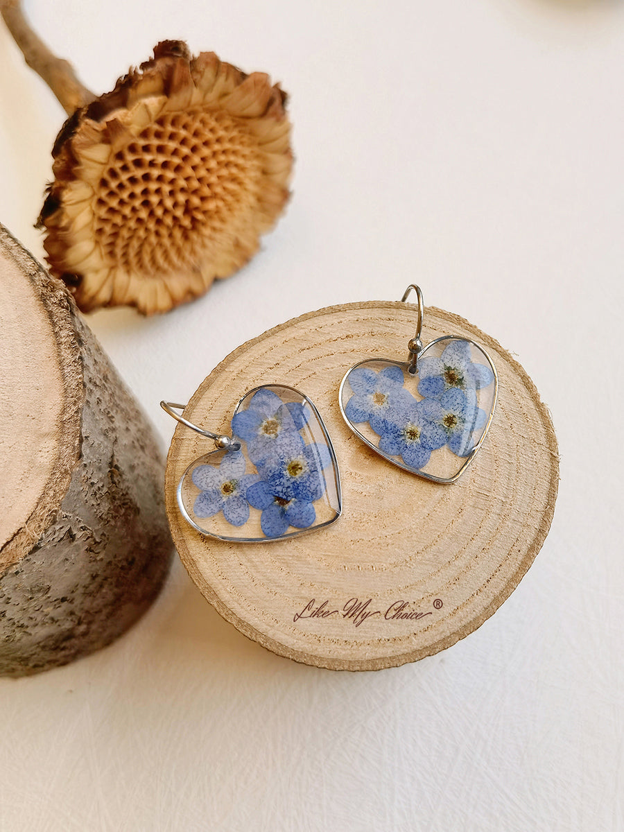 Kolczyk do uszu Forget me Nots FlowerEarrings Teardrop Dangle Earring