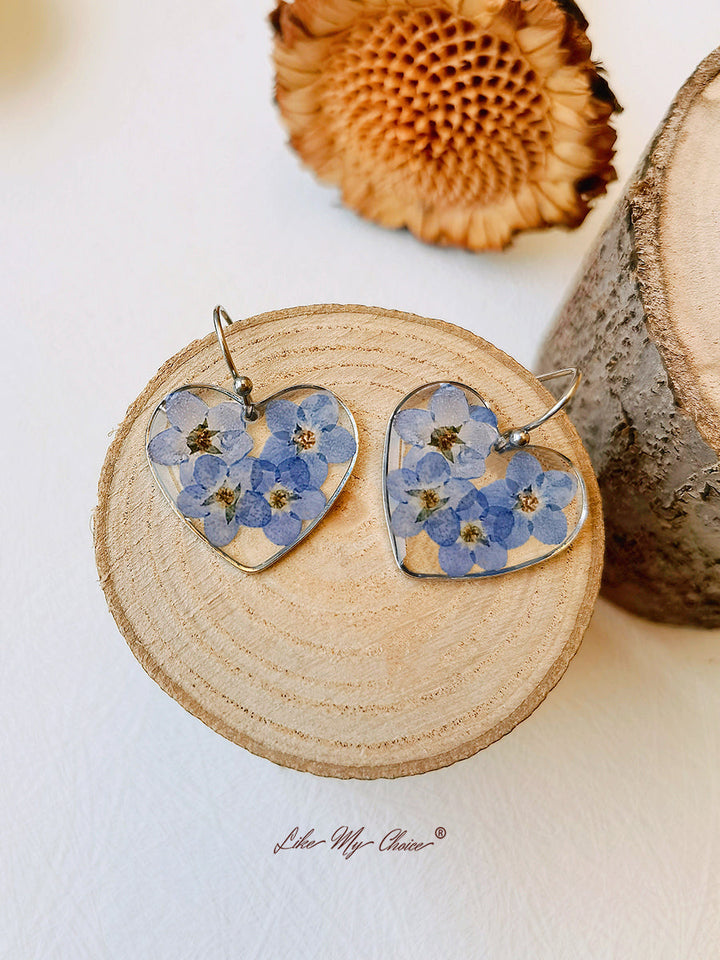 Kolczyk do uszu Forget me Nots FlowerEarrings Teardrop Dangle Earring