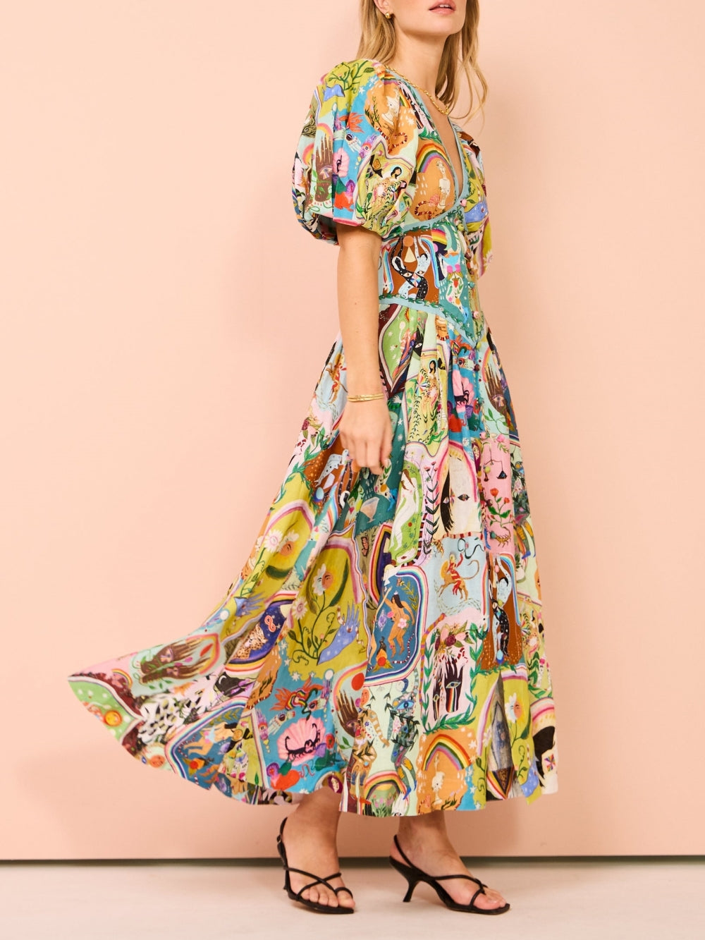 Vestido Midi Casual Graffiti Evergreen Printing