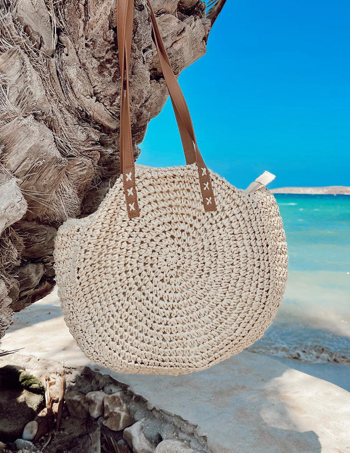 Round Straw Tote taske