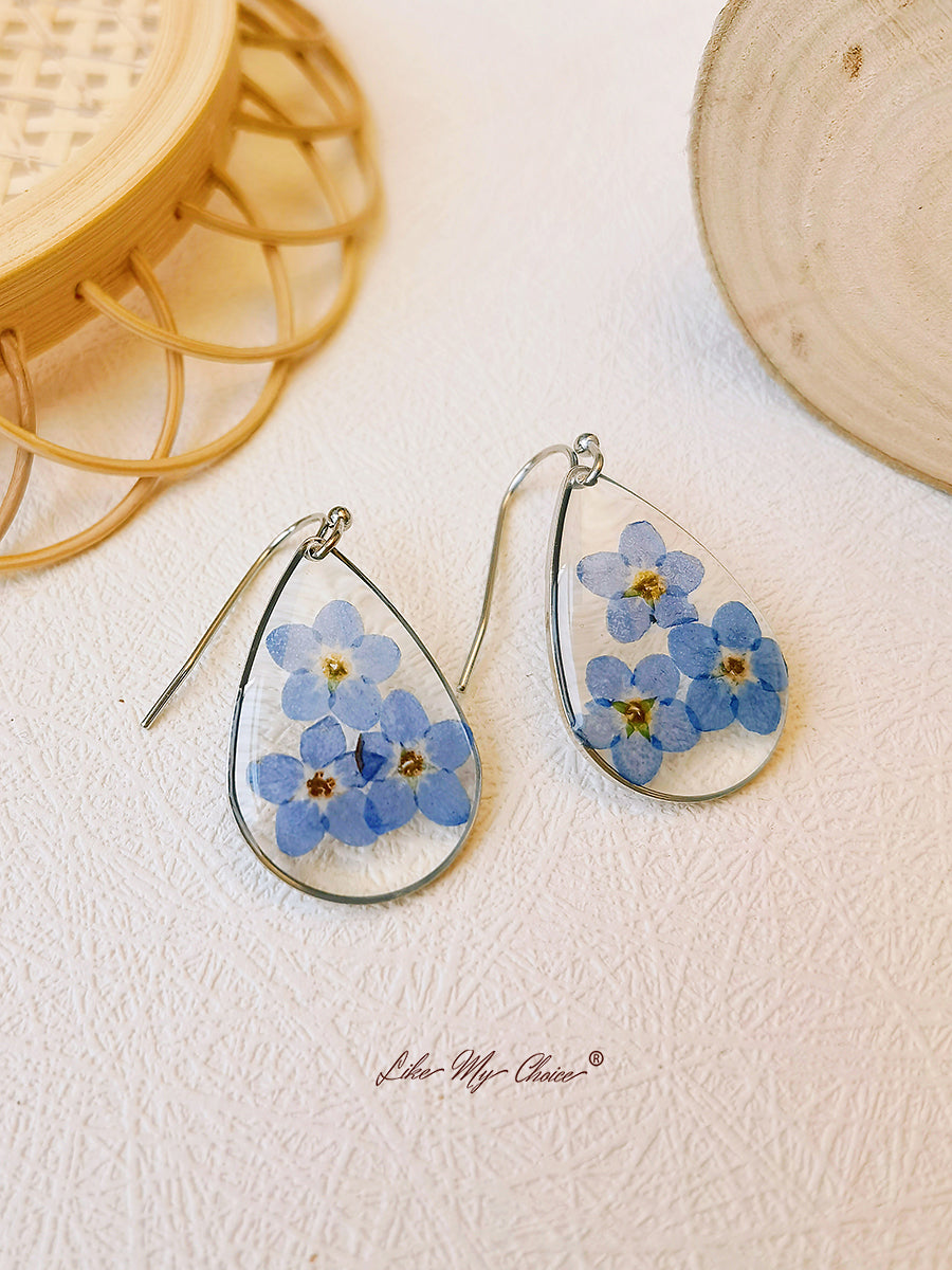 Kolczyk do uszu Forget me Nots FlowerEarrings Teardrop Dangle Earring