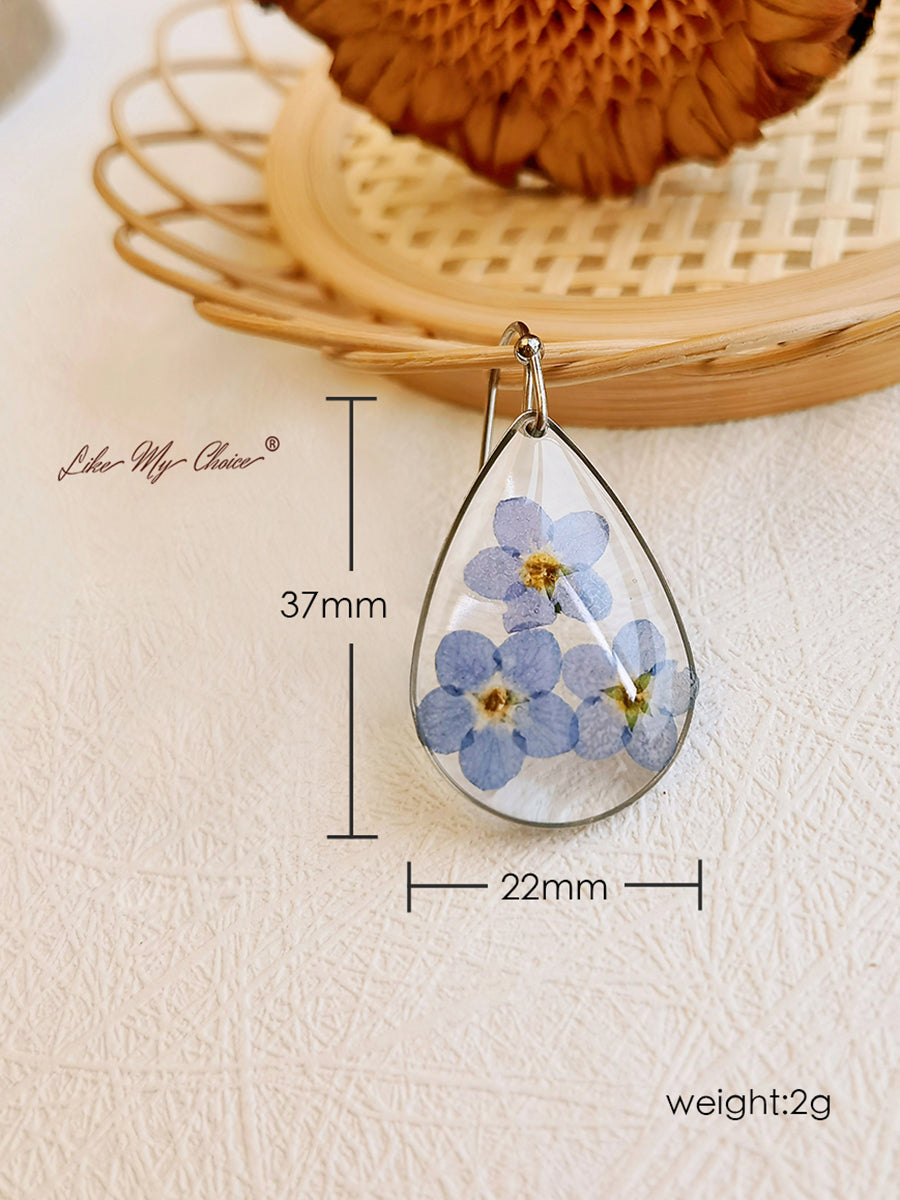 Kolczyk do uszu Forget me Nots FlowerEarrings Teardrop Dangle Earring