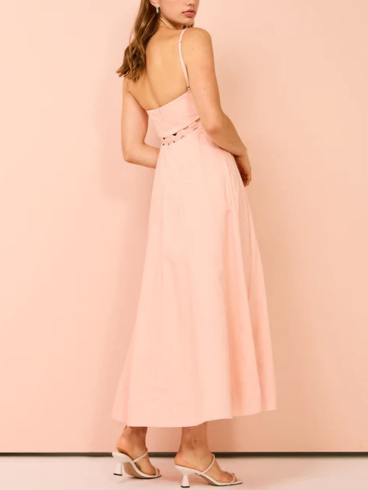 Robe midi en rose nuage