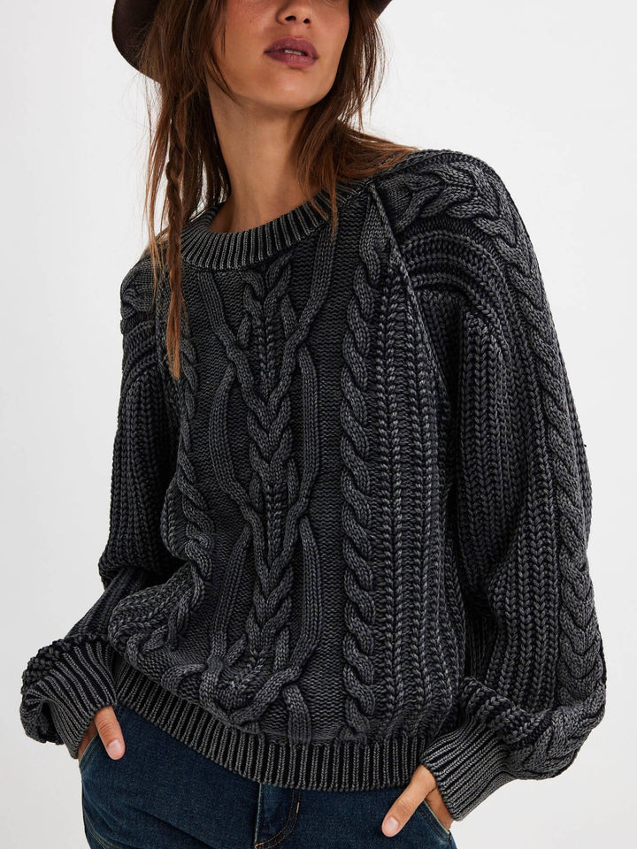 Rund hals Twist Långärmad Pullover Tröja