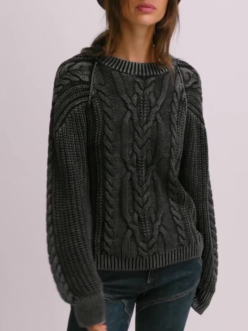 Rund hals Twist Långärmad Pullover Tröja