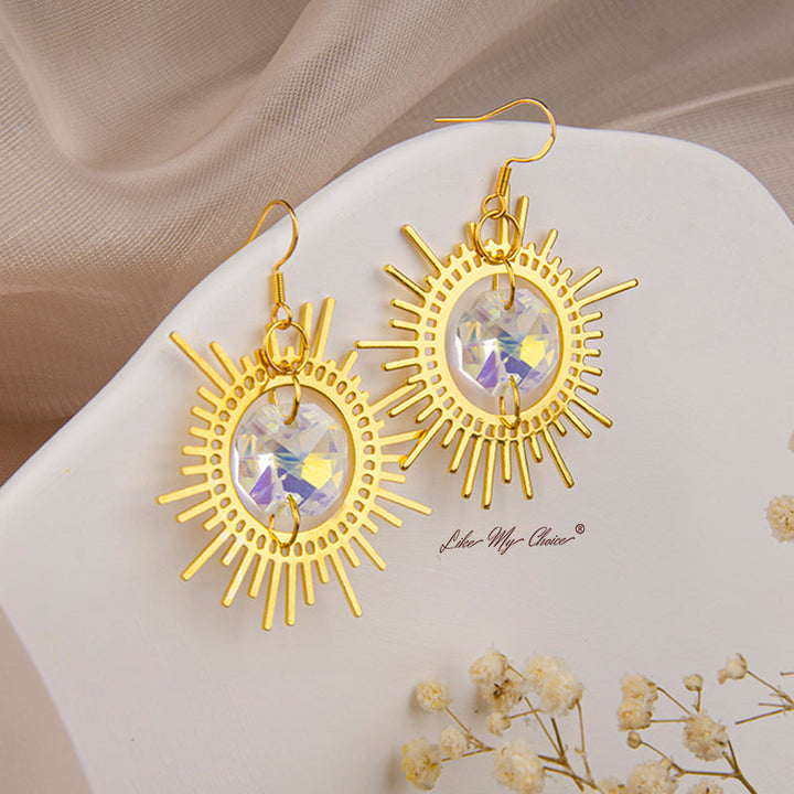 Pendientes de cristal Boho Gold Sun