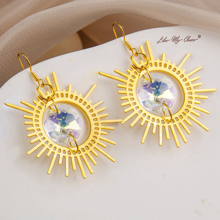 Pendientes de cristal Boho Gold Sun