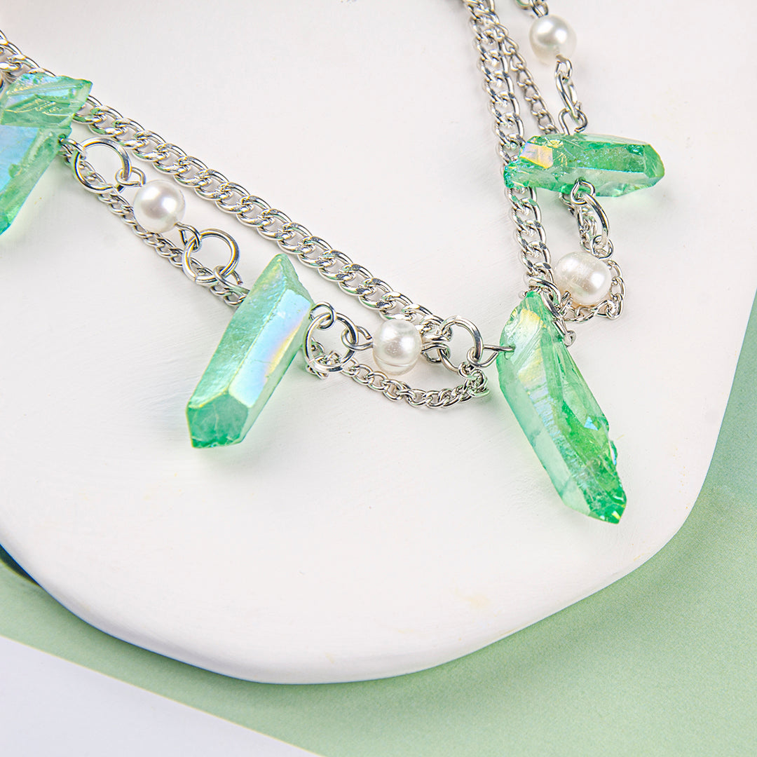 Groene Kwarts Kristal Boho Ketting